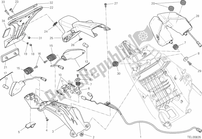 Todas las partes para Soporte De Matrícula - Luz Trasera de Ducati Hypermotard Brasil 821 2015